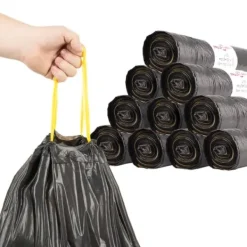 The Living Store affaldsposer med lukkesnor 150 stk. 240 l sort - Skraldeposer Clearance