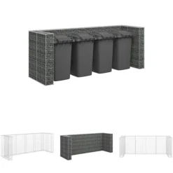 Tilbehør Til Affaldshåndtering>The Living Store gabionvæg til affaldsspand 320x100x120 cm galvaniseret stål - Affaldsspandsskjulere