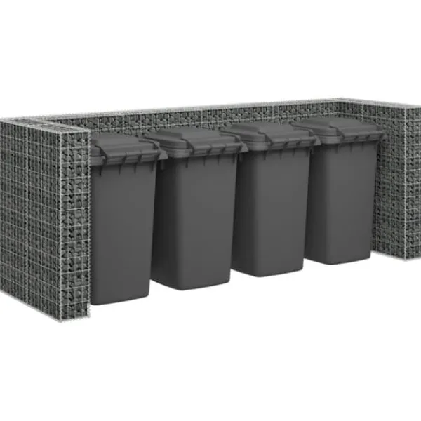 Tilbehør Til Affaldshåndtering>The Living Store gabionvæg til affaldsspand 320x100x120 cm galvaniseret stål - Affaldsspandsskjulere
