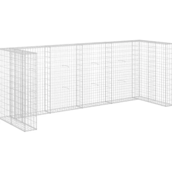Tilbehør Til Affaldshåndtering>The Living Store gabionvæg til affaldsspand 320x100x120 cm galvaniseret stål - Affaldsspandsskjulere