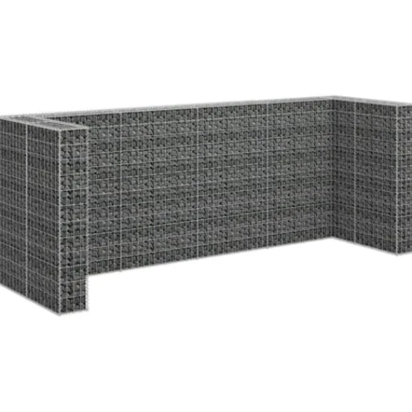 Tilbehør Til Affaldshåndtering>The Living Store gabionvæg til affaldsspand 320x100x120 cm galvaniseret stål - Affaldsspandsskjulere