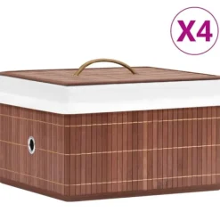 The Living Store opbevaringskasser 4 stk. bambus brun - Opbevaringskasser