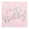 Tillykke med fødselsdagen servietter, lys pudderrosa, 33x33 cm (1 pakke / 20 stk.) Outlet