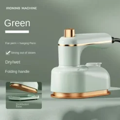 Find Dit Strygejern Her>Tøjdamper & Strygejern - Håndholdt 2‑i‑1 - Hurtig Opvarmning - Vådt/Tørt - Roterbart Håndtag - EU‑stik - Grøn