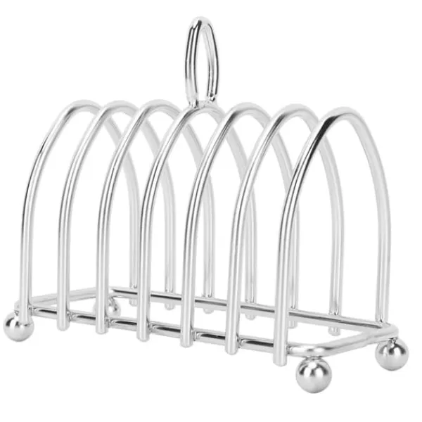 Brødkasser & Brødposer>Toaststativ i rustfrit stål Let at rengøre Vintage rustfast toastbrødstativholder til bagestil 3 6,3x2,5in