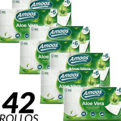 Papirlommetørklæder>Toiletpapir, Tredobbelt Lag Blødhed, Aloe Vera Infunderet, Fornyelige Ressourcer, Pakke med 42 ruller