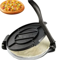 Brødristere, Raclettegrills Og Sandwichtoastere>Tortilla Presse, 8 tommer, Støbejerns Heavy Duty Tortilladora, Forberedt Pataconera med 100 stk pergamentpapir til Mel Tortilla.