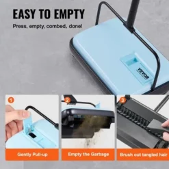 Tæppefejer, 112x23x16 cm, Blå, manuel rengøringsredskab Outlet