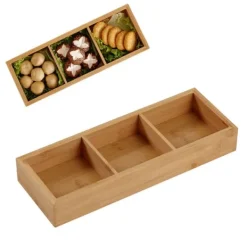 træbakke med 3 rum til hot pot og sushirestauranter Online