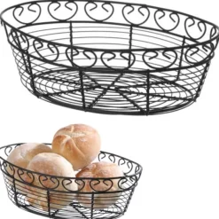 Tilbehør Til Madservering>Trådkurv til servering af brød, oval, dekorativ - Hendi 425879