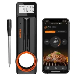 Køkkentermometre>Trådløs BBQ-termometer, Bluetooth 5.4-forbindelse, ultratynd probe,INT-21-B