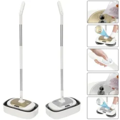 Damprensere>Trådløs elektrisk spinmoppe med spand, 150 RPM, 400 ml vandtank, til gulve og vinduer, gul