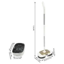 Damprensere>Trådløs elektrisk spinmoppe med spand, 150 RPM, 400 ml vandtank, til gulve og vinduer, gul