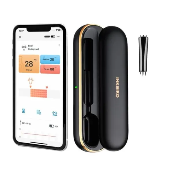 Køkkentermometre>Trådløs Kødtermometer, Bluetooth-forbindelse, Dual-Sensor Teknologi,INT-11P-B