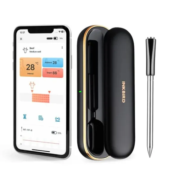 Køkkentermometre>Trådløs Kødtermometer, Bluetooth-forbindelse, Dual-Sensor Teknologi,INT-11P-B