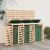 Tredobbelt skraldespandsskjuler i massivt fyrretræ | Farve: Naturlig træ | Størrelse: Standard Discount