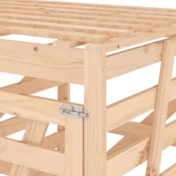 Tredobbelt skraldespandsskjuler i massivt fyrretræ | Farve: Naturlig træ | Størrelse: Standard Discount