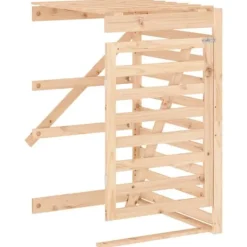 Tredobbelt skraldespandsskjuler i massivt fyrretræ | Farve: Naturlig træ | Størrelse: Standard Discount