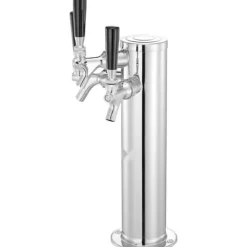 Triple Taps Fadølstårndispenser, rustfrit stål, Kegerator Tower Kit med slanger og selvlukkende vandhane, perfekt til fest