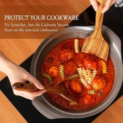 Træskesæt til madlavning, 7-delt teaktræ redskabssæt, Træskesæt til køkken, Træskesæt til køkken New