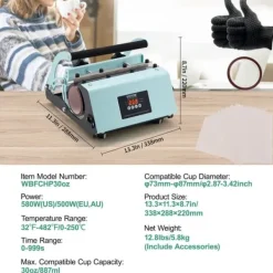 Tumbler Varmepressemaskine, Dobbelt Station, Justerbare Trykindstillinger,Grøn B 12.8lbs Discount