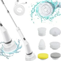 Rengøringsudstyr>Udtrækkelig elektrisk rengøringsbørste 6-i-1