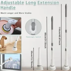 Rengøringsudstyr>Udtrækkelig elektrisk rengøringsbørste 6-i-1
