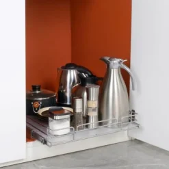 Udtrækkelig skabsorganisator, 43,2x53,3x6,4 cm, sølv, forkromet stål opbevaring Online