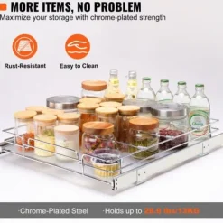 Udtrækkelig skabsorganisator, 43,2x53,3x6,4 cm, sølv, forkromet stål opbevaring Online