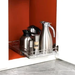 Udtrækkelig skabsorganisator, 30,5x43,2 cm, sølv, opbevaring i forkromet stål Clearance