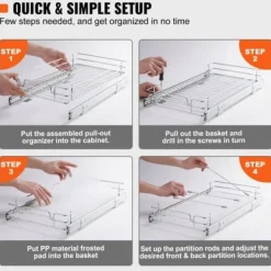 Udtrækkelig skabsorganisator, 30,5x43,2 cm, sølv, opbevaring i forkromet stål Clearance