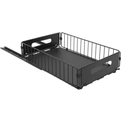 Udtrækkelig skabsorganisator - Opbevaringskurve - Rustbestandigt kulstofstål - 2-pak - Bæreevne 4–5 kg pr. kurv - Mål 37,5×24,5×10 cm - Sort Sale