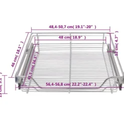 Udtrækkelige trådkurve 2 stk. Sølvfarvet 600 mm - Trådkurv - Trådkurve - Home & Living