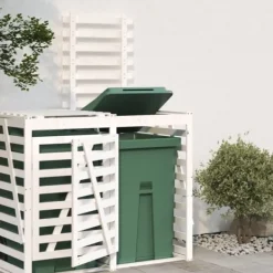 Tilbehør Til Affaldshåndtering>Udvidelse til skraldespandsskjuler i massivt fyrretræ | Farve: Hvid