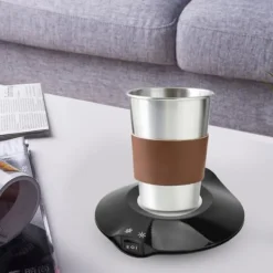 USB-drevet dobbeltfunktionel kaffekoppebakke - isoleret måtte til kolde og varme drikke (sort) Hot