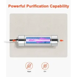 Vandfiltre>UV-vandrenser - UV-vandfilter til hele huset - 8 W - 220 V - Rustfrit stålhus - Kvartshylster - Kapacitet 1 GPM (3,8 l/min)