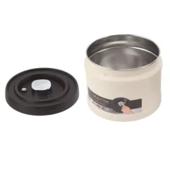 Vakuumforseglet kaffebeholder i 304 rustfrit stål, lufttæt opbevaringsbeholder til kaffebønner, te, nødder, 1100 ml, beige Online