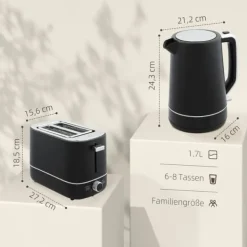 Vandkoger og Brødrister Sæt, 27,2x15,6x18,5 cm, Sort Best