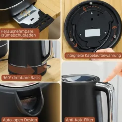 Vandkoger og Brødrister Sæt, 27,2x15,6x18,5 cm, Sort Best