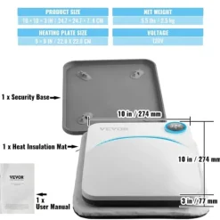 Damppresser>Varmepressemaskine, Bærbart Design, Brugervenlige Kontroller,9x9in Blå