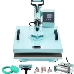 Damppresser>Varmepressemaskine 15x15, 8-i-1, 30oz Tumbler, T-shirts, Grøn, hurtig opvarmning, præcisionskontrol