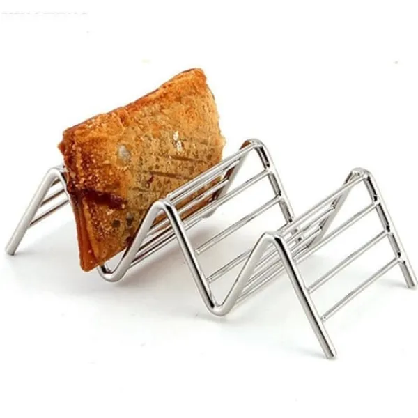 Tilbehør Til Madservering>V-formet tacoholder i rustfrit stål til majs- og forårsruller - 2-3 gitre - 6,3x13,5x4,5 cm