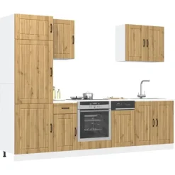 vidaXL Monteringsfärdiga Kök & Pentryn>7 dele køkkenskabssæt Lucca egetræsfarvet konstrueret træ