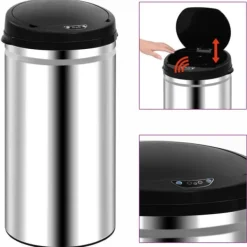 vidaXL affaldsspand med sensor 50 l rustfrit stål - Affaldsspande & papirkurve Online