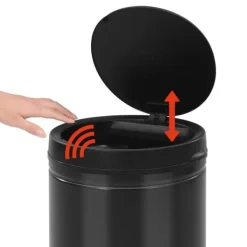 vidaXL affaldsspand med sensor 80 l kulstofstål sort - Affaldsspande & papirkurve Online