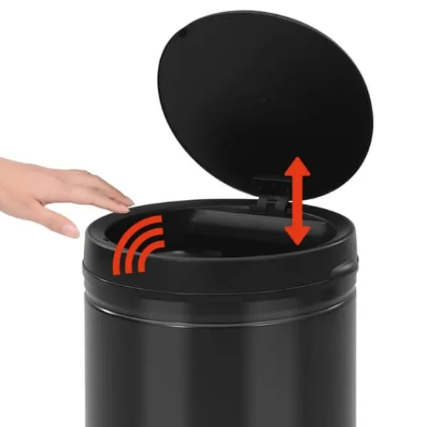 vidaXL affaldsspand med sensor 80 l kulstofstål sort - Affaldsspande & papirkurve Online