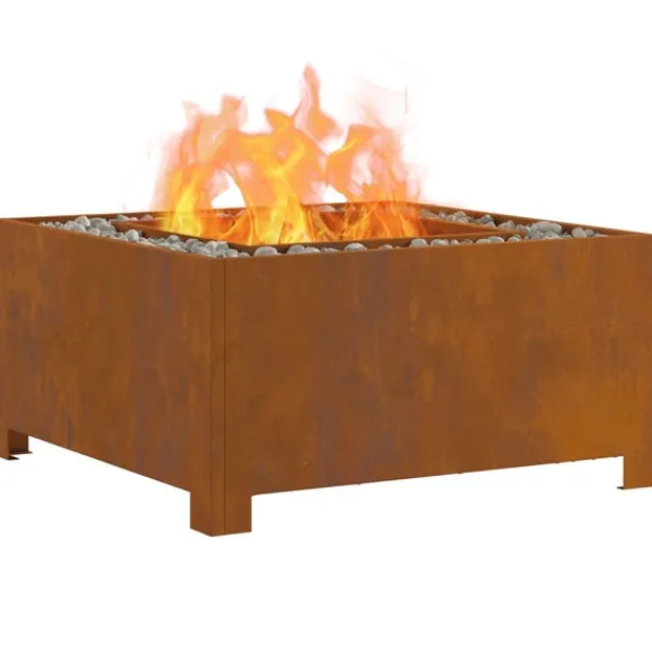 vidaXL Bålsted Brun 60 x 60 x 30 cm Forvitret stål Sale