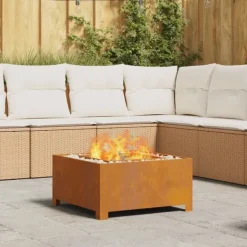 vidaXL Bålsted Brun 60 x 60 x 30 cm Forvitret stål Sale