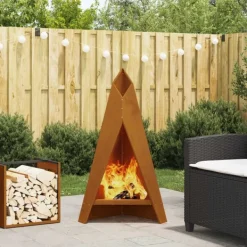 vidaXL Terrassevarmere>Bålsted Brun 58 x 40 x 100 cm Forvitret stål