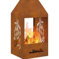 vidaXL Bålsted Brun 50 x 50 x 100 cm Forvitret stål Clearance